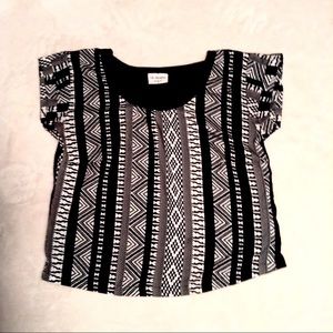 LA Hearts Black/White Abstract Print Top
